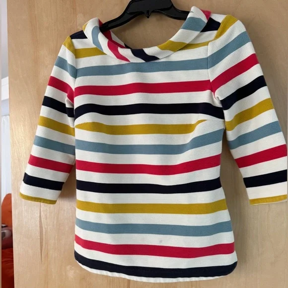 Boden Sarah Ottoman Top In Multicolor Stripe - Picture 4 of 13